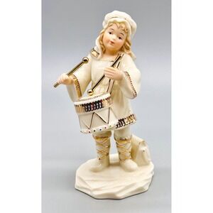 Jade Porcelain Little Drummer Boy Cream Gold Trim Hand Painted Accents Bon Ton‎